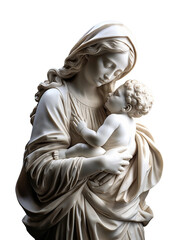 St. Madonna cradling the child Jesus in her arms, png. Ai generate.