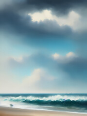 Fototapeta premium Storm sea lanscape. AI generated illustration
