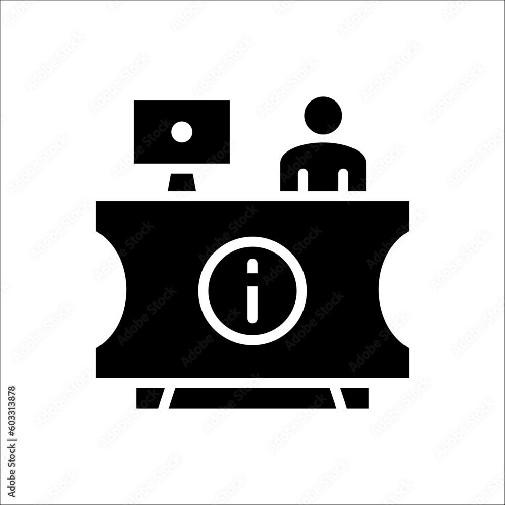 Poster solid vector icon for hotel reception which can be used various design projects.