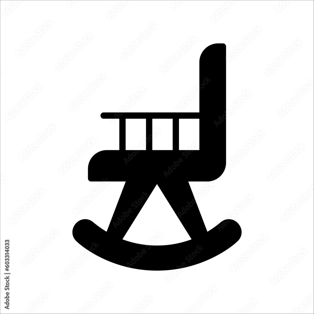 Poster solid vector icon for rocking chair which can be used various design projects.