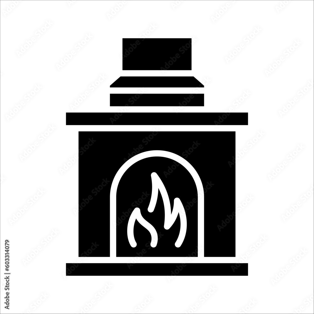 Poster solid vector icon for fireplace which can be used various design projects.