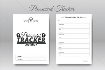 Password Tracker Log Book KDP interior. Password tracker notebook template.