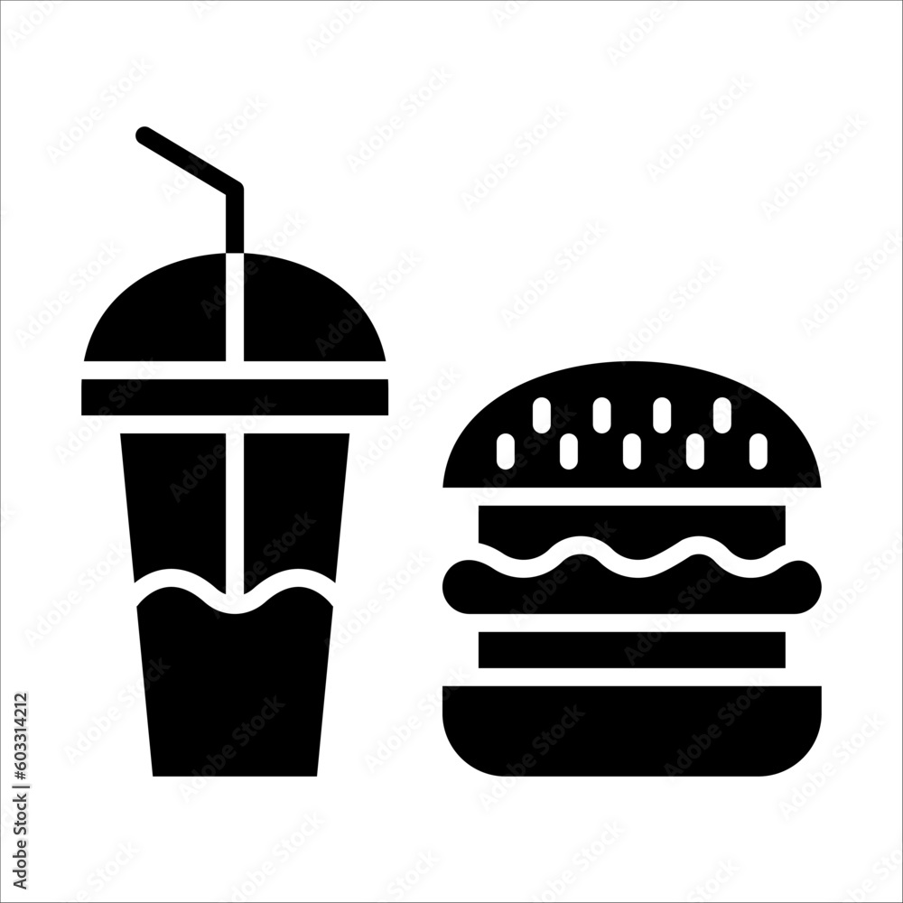 Poster solid vector icon for hamburger which can be used various design projects.