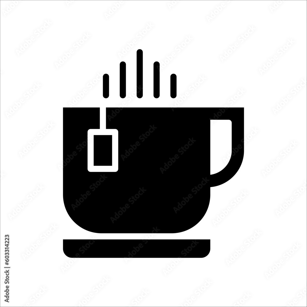Poster solid vector icon for tea cup which can be used various design projects.