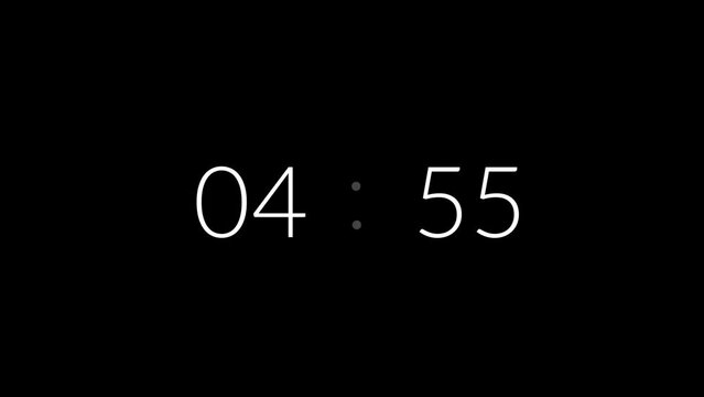 5 minutes countdown timer. Countdown 5 minutes.