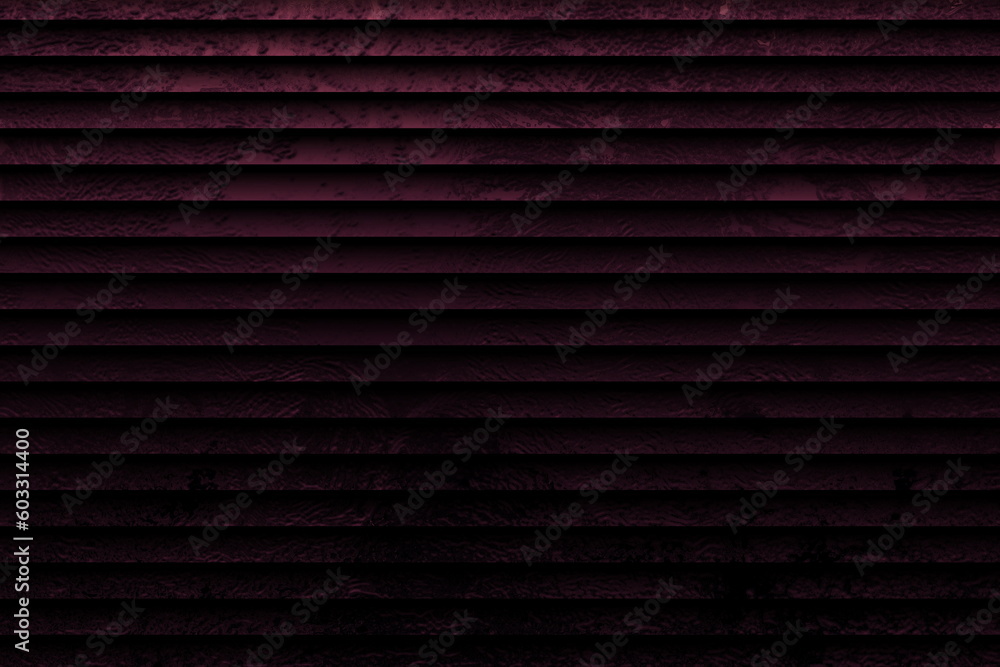 Poster Dark bordeaux background. Horizontal metallic beautiful effect. Urban style backdrop in dark red colors. Cool colored simple design of textured surface with effect of jalousie border in black frame.