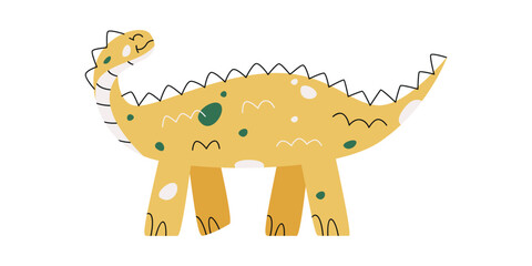 Flat hand drawn vector illustration of scelidosaurus dinosaur