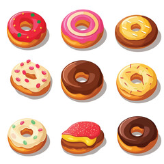 Donuts set vector isometric isolated on white