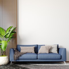 3d render of beautiful interior design, mock with empty blank wall.