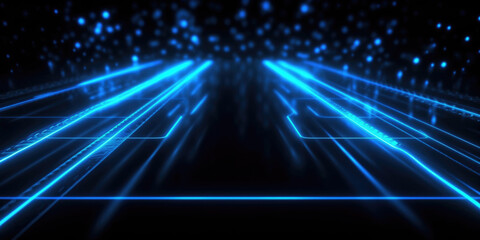 Fototapeta na wymiar abstract geometric background with neon lights. Glowing neon lights on dark background. dark blue background thumbnail, neon theme. Generative AI