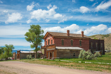 Main Street at Bannack State Park ghost town in Beaverhead County, Montana
