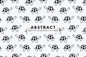 Sea turtle cute cartoon animal seamless repeat vector pattern