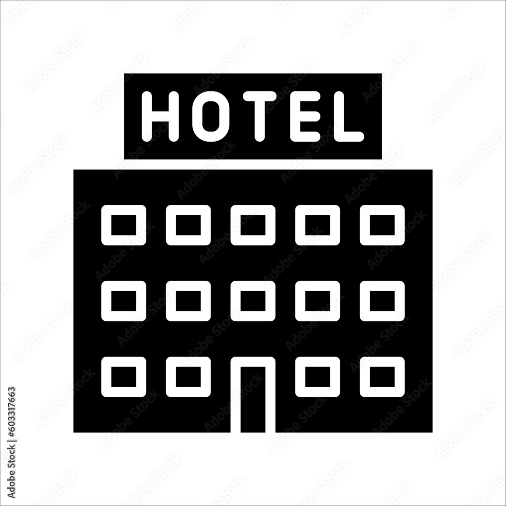 Poster solid vector icon for hotel building which can be used various design projects.