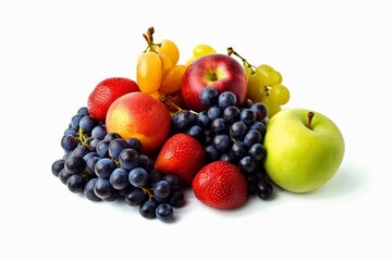 Naklejka na ściany i meble Assortment of fruits on a white background.