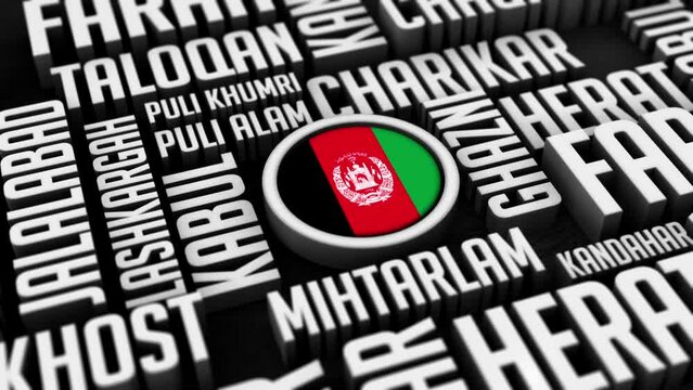Afghanistan Cities Word Cloud Collage In 3D.mov