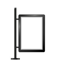 Street sign hanging mounted illuminated lightbox isolated on transparent background. realistic empty blank mockup template. Vector