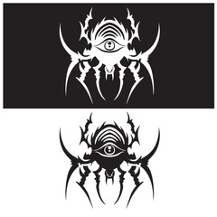 Black White Handrawn Tribal Tattoo