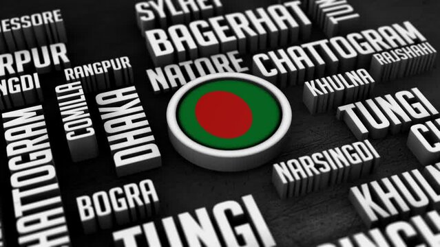 Bangladesh Cities Word Cloud Collage In 3D