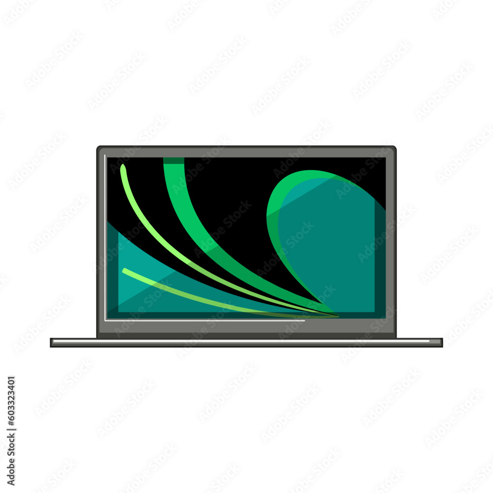 Poster notebook laptop computer cartoon. screen digital, technology pc notebook laptop computer sign. isola