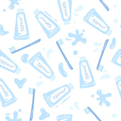Dentistry seamless pattern in blue colors.