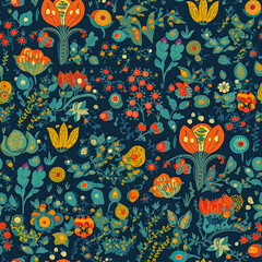 Folk Floral Botanicals Seamless Pattern
AI-Generated