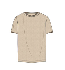 men short sleeve,rib collar and rib sleeve detail ,knitwear basic tshirt technical drawing vector