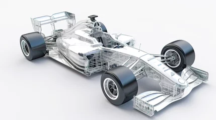 Foto op Aluminium Formula One car technical and design study with visible internal mechanics. Postproducted generative AI illustration. © LeArchitecto