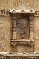 Carving details on eastern gate of Champaner Fort, located in UNESCO protected Champaner - Pavagadh...