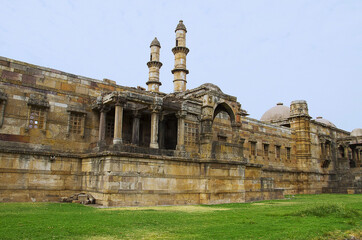 Outer view of Jami Masjid (Mosque), UNESCO protected Champaner - Pavagadh Archaeological Park,...