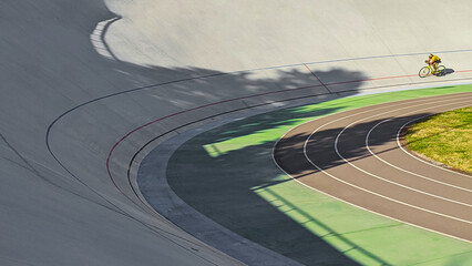 A cyclist on a cycle track