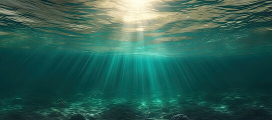 Sunlit Depths. Abstract Underwater Scene with Nature Background. Generative AI illustrations.