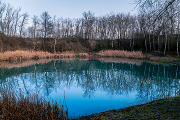 Crater lake of Nagyhegyes village. This is a non natural lake was created by a natural gas...