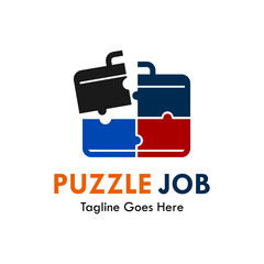Puzzle job design logo template illustration