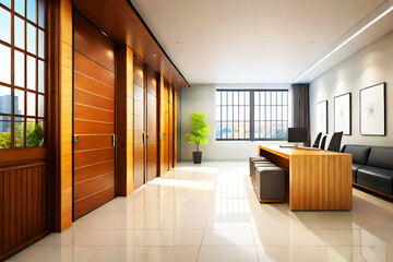 luxury elegant office empty wall floor mockup with generative ai technology