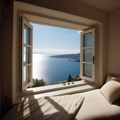 A View of The Ocean from a Sunny Bed