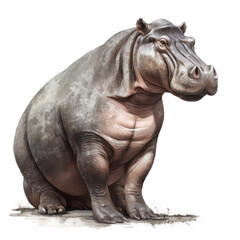Hipopotam, Ilustracja bez tła, png, wygenerowane przez AI