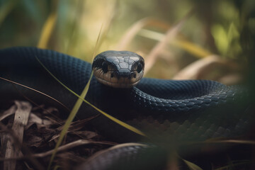 Black mamba in nature. Generative AI