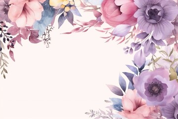 Fototapeta premium A romantic frame of flowers for designing weeding invitations card and valentines Generative AI 