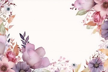 Fototapeta premium A romantic frame of flowers for designing weeding invitations card and valentines Generative AI 