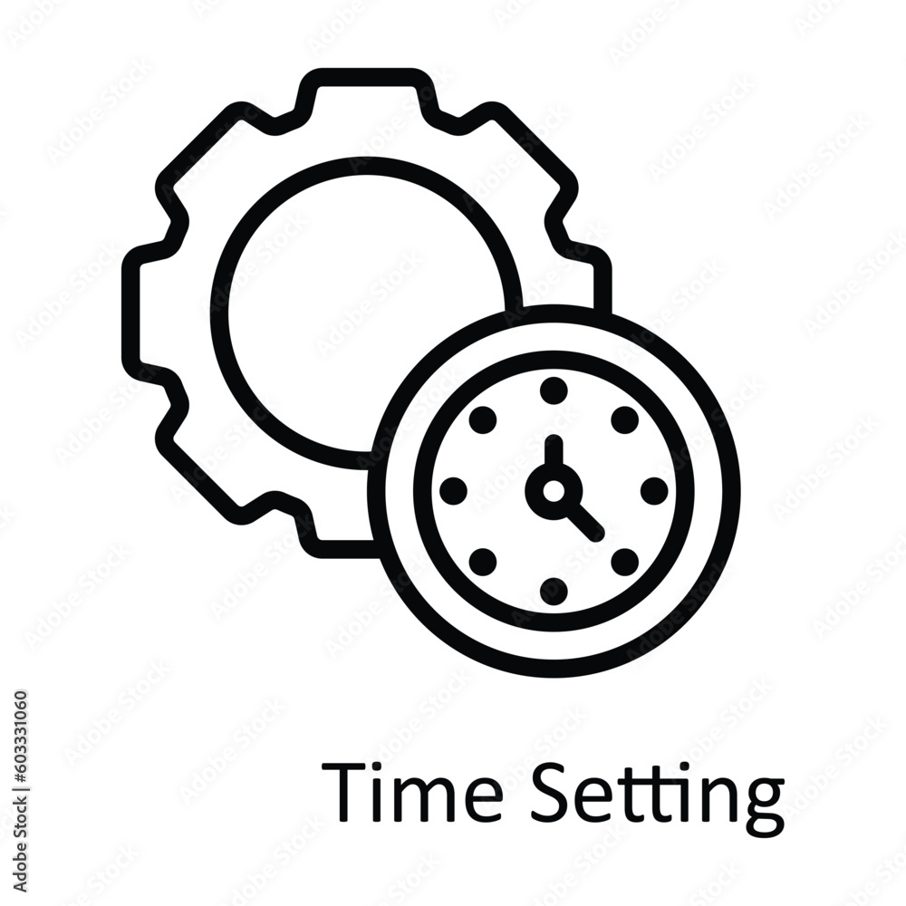 Poster time setting vector outline icon design illustration. work in progress symbol on white background ep