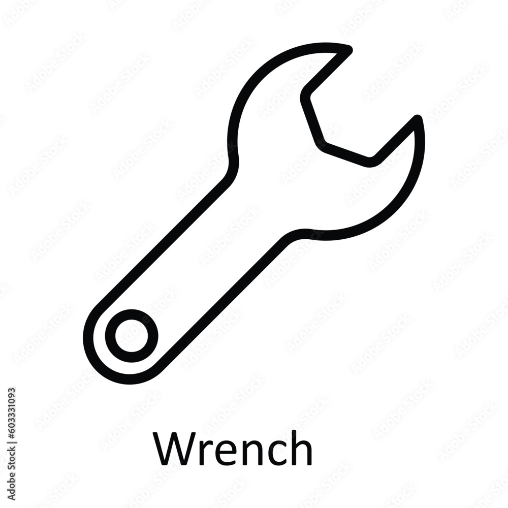 Poster wrench vector outline icon design illustration. work in progress symbol on white background eps 10 f