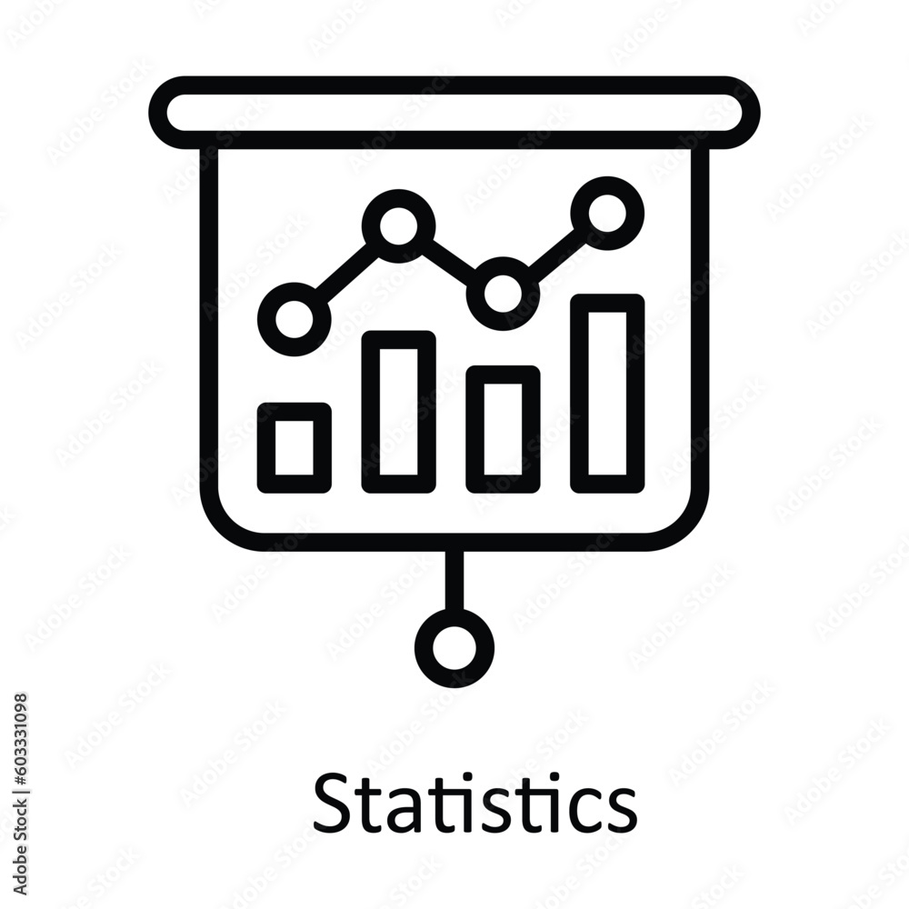 Poster statistics vector outline icon design illustration. work in progress symbol on white background eps 