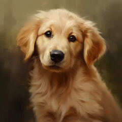 AI generated Portrait of a golden Retriever Puppy