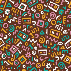 Hand drawn abstract seamless pattern, ethnic background, african style - great for textiles, banners, wallpapers, wrapping - vector design