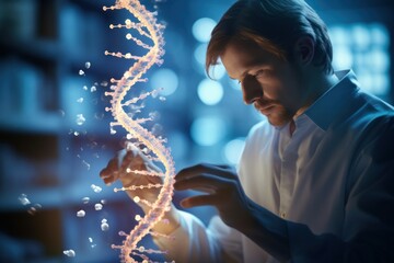 Scientist working on innovative CRISPR technology, showcasing the futuristic potential of gene editing, generative ai

