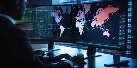 Fototapeta premium Analyst uses a computer , technology business analysis and Data