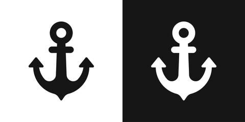 Ship anchor icon. Ship brake silhouette, boat anchor sign © ti555design
