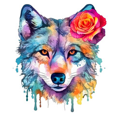 illustration of a wolf Png transparent Ai generative 