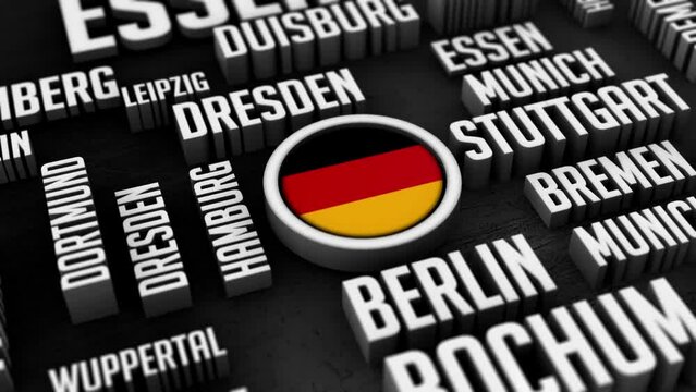 Germany Cities Word Cloud Collage In 3D