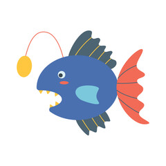 Fish European anglerfish, sea animal. An inhabitant of the sea world, a cute underwater creature.